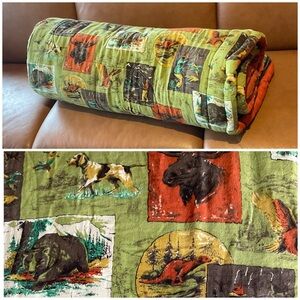 Vintage 1970s JCPenney Sports Center Sleeping Bag Hunting & Fishing Design